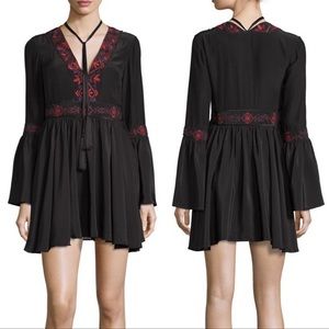 Cinq A Sept Zane Embroidered Silk Mini Dress, Black Multi Size Black size 8 NWT.